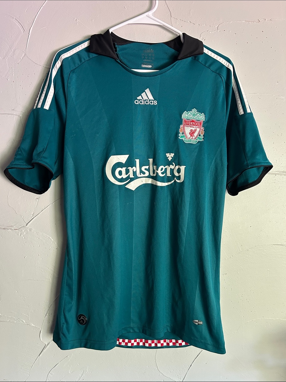adidas Vintage Liverpool Teal Green Men’s Football Jersey with Carlsberg Logo